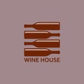 Wine bottles badge or label. Wine house symbol. Colorful vector illustration. Royalty Free Stock Photo